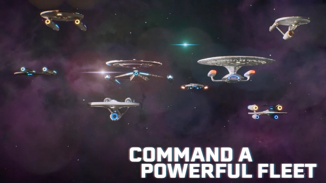 Star Trek Fleet Command fleet and galaxy scene.