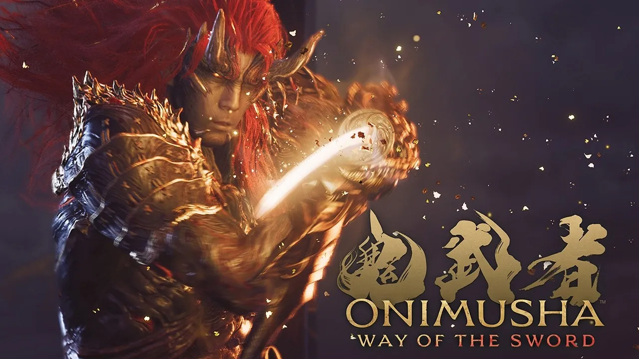 Official Onimusha: Way of the Sword trailer artwork showing a Genma warrior with a glowing sword.