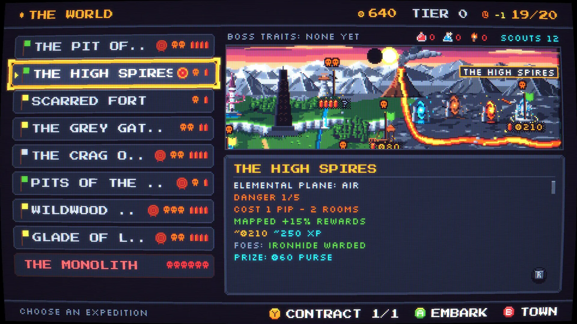 Official Doomward screenshot of the world map and selectable expedition routes.